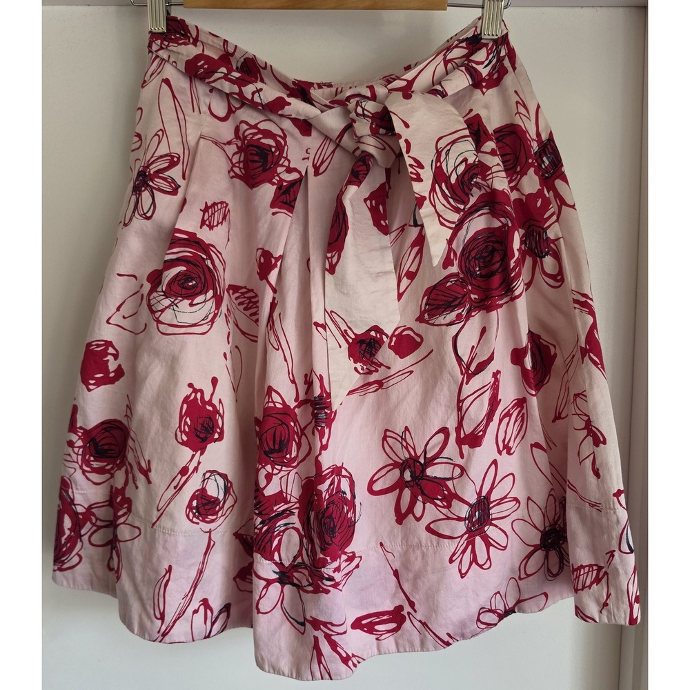 Laltramoda Floral Mini Skirt IT 38 US 2 Pink Boho Women A-line Front Tie Casual